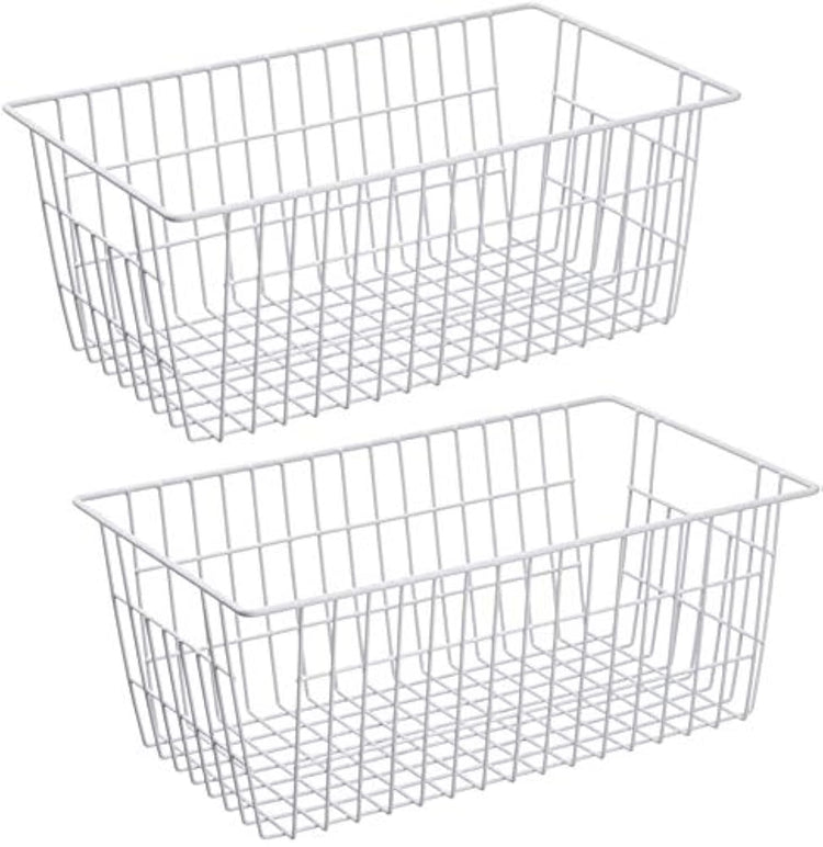 Freezer Baskets Farmhouse Organizer Storage Basket with Handles (2 Count)
