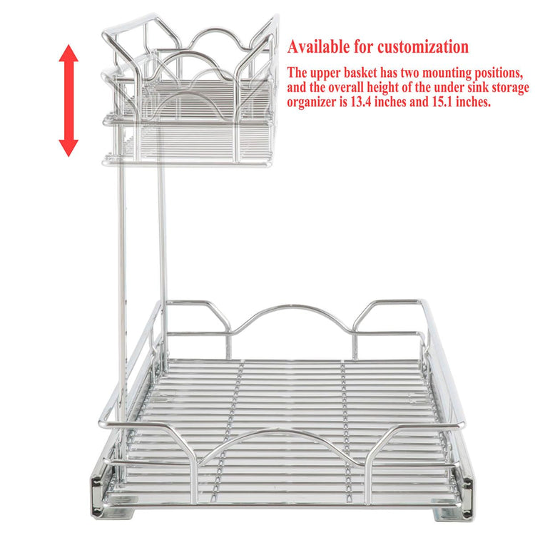 Under Sink Cabinet Organizer Two Tier Pull Out Shelf