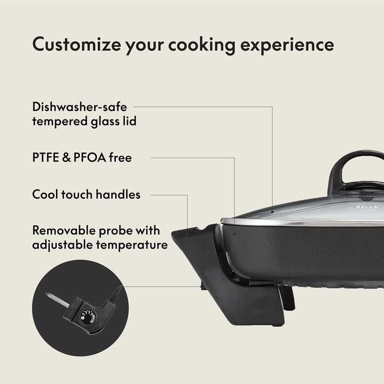 12x12 Electric Skillet & Frying Pan with Glass Lid