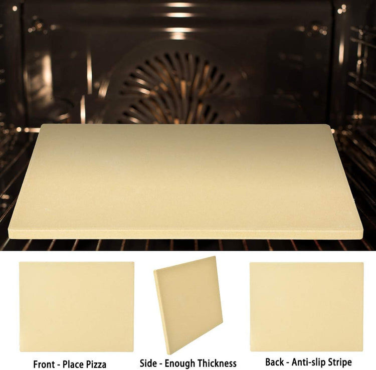 Onlyfire Pizza Stone for BBQ Oven and Grill - 15 x 12 Inch Rectangular Baking Stone Thermal Shock Resistant - Heavy Duty Large Ceramic Pizza Pan for Best Crispy Crust Pizza Bread