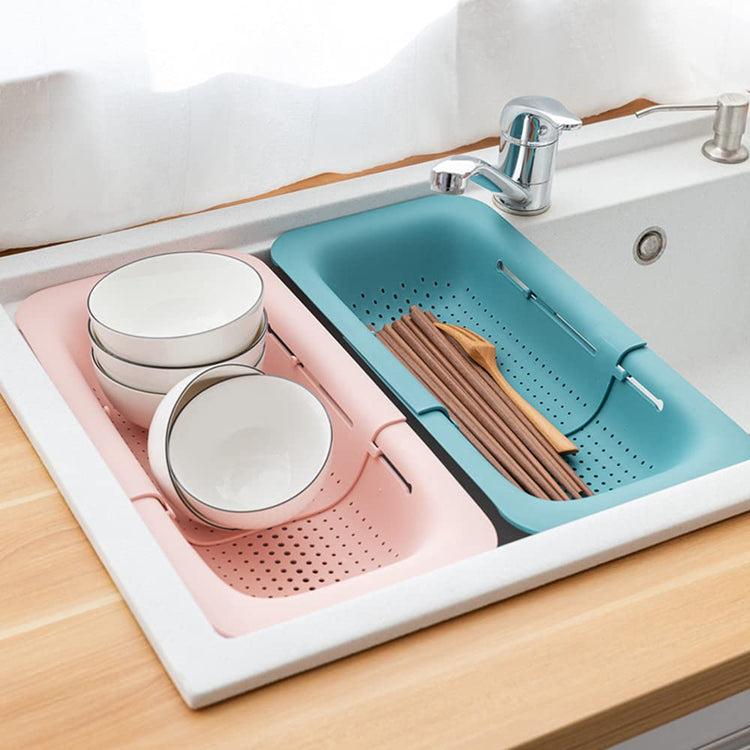Collapsible Sink Colanders and Strainers Basket Over the Sink Colander Collapsible Colander Extendable Plastic Fruit Vegetable Strainer Drainer Basket for Kitchen