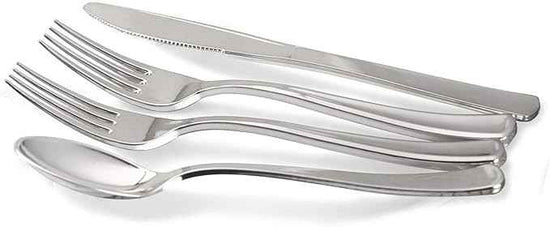 " OCCASIONS " 640 Piece set (80 Guests)-Heavyweight Wedding Party Disposable Plastic Plate Set - 80 x 10.5'' + 80 x 8'' + Silverware + 12oz Cups + Napkins (Imperial in White)