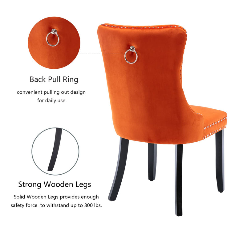 Orange Velvet Dining Chairs Set of 6 (6 Count)