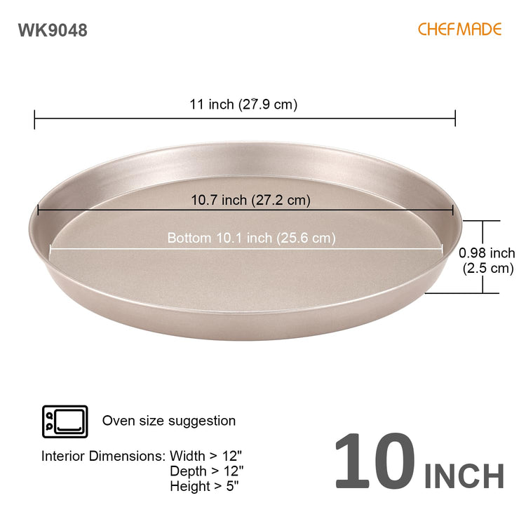 Pizza Pan, 10-Inch Non-Stick Pancake Bakeware for Oven Baking (Champagne Gold)