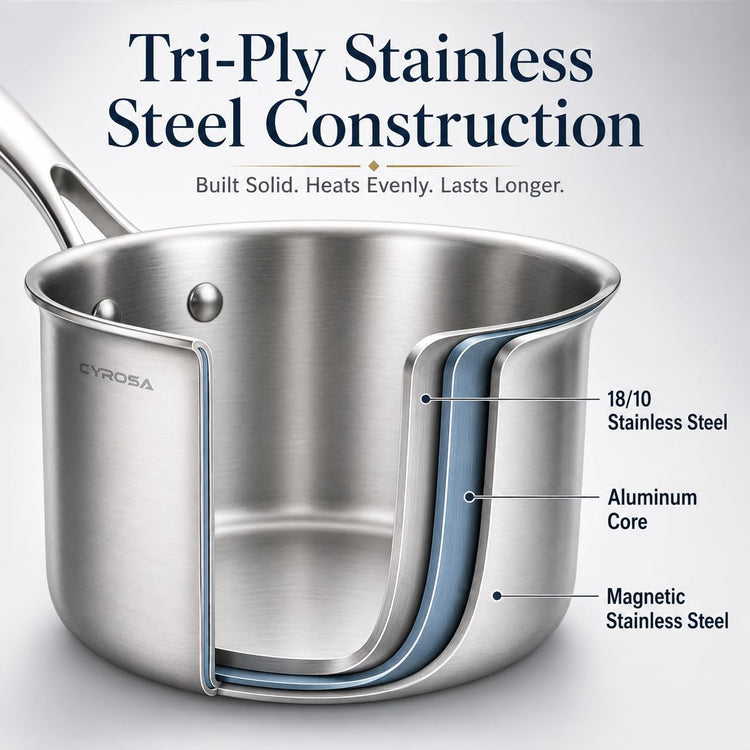 Tri Ply Stainless Steel Pot with Steamer