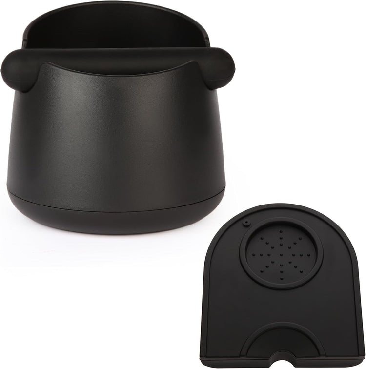 Knock Box Large Capacity Design Espresso Knock Box Tamping Mat Espresso Machine Accessories Set of 2 with Removable Knock Bar and Anti-Slip Base for Home Office Barista Tools for Bar Shop
