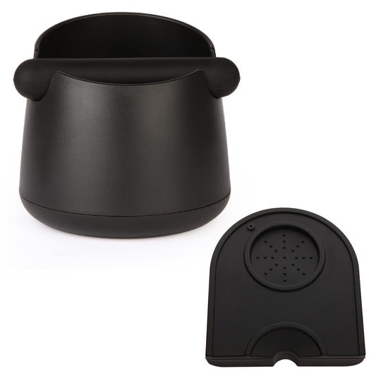 Knock Box Large Capacity Design Espresso Knock Box Tamping Mat Espresso Machine Accessories Set of 2 with Removable Knock Bar and Anti