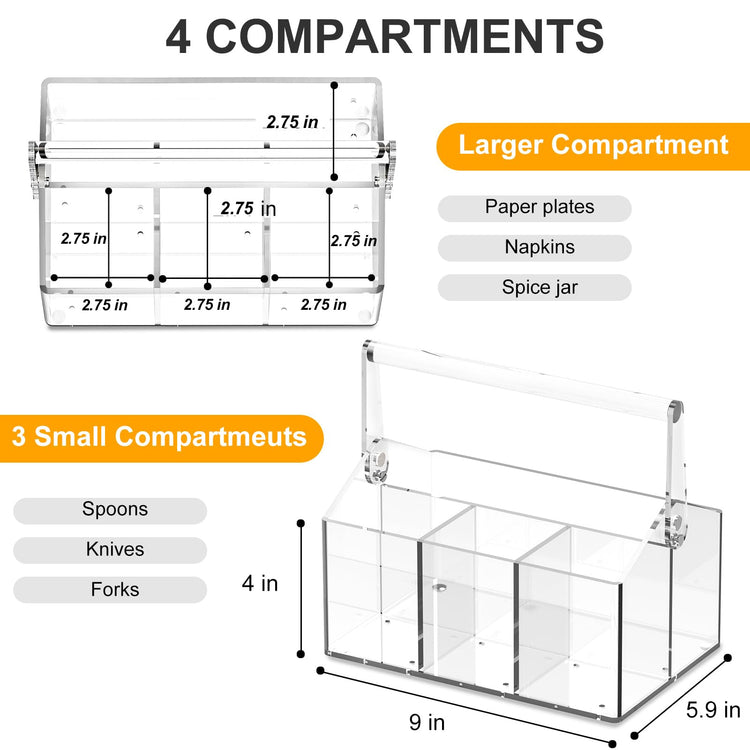 Acrylic Utensil Caddy.Silverware Organizer For Picnic Party