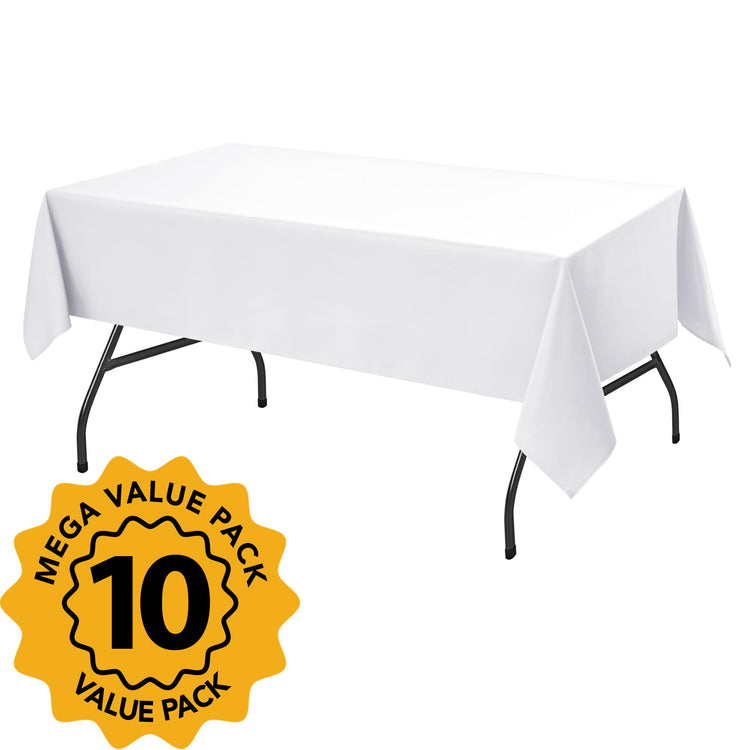 10 Pack White Tablecloths for Rectangle Tables