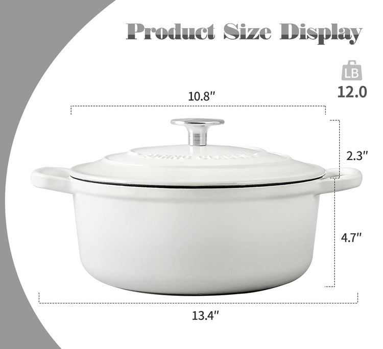 Dutch Ovens Enameled Cast Iron Covered 5.5 Quart Dutch Oven with Dual Handle for Bread Baking
