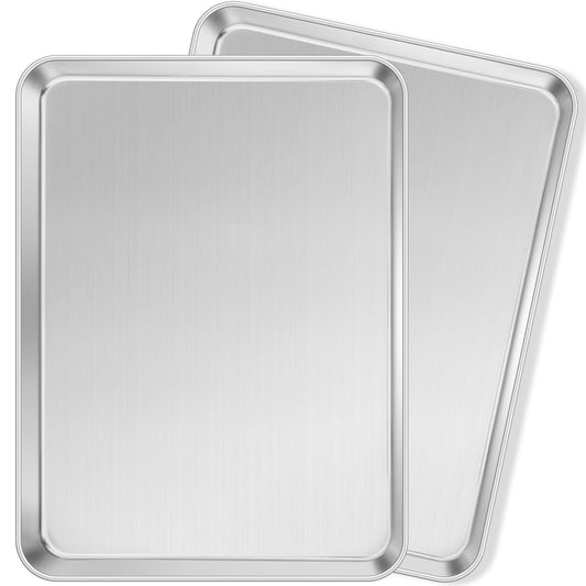 Non Toxic 17x13IN Half Stainless Steel Baking Sheets Pan (2 Count)
