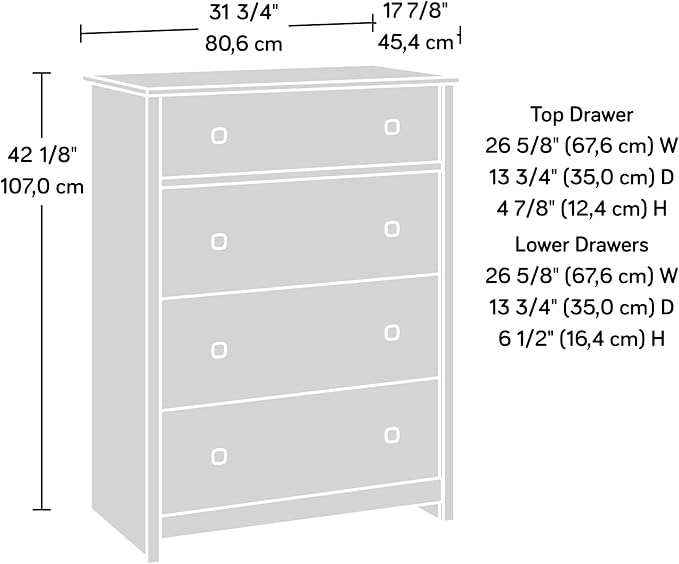 Sauder River Ranch 4-Drawer Dresser Chest, Grand Walnut Finish