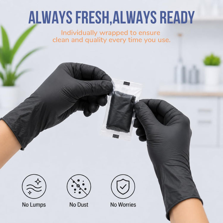Individually Wrapped Black Disposable Nitrile Gloves (80 Count)