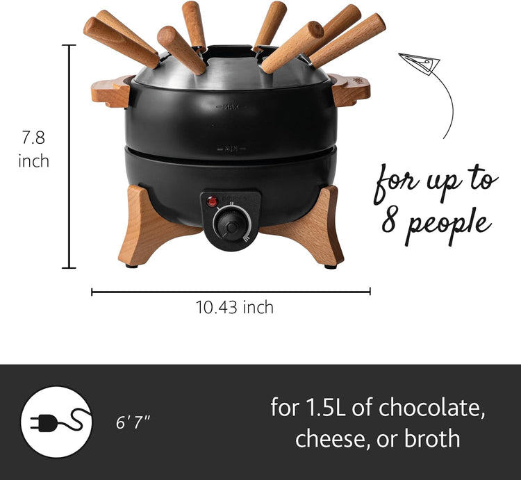 Boska Electric Fondue Set Party 2.3 L - Electric Fondue - For Cheese Fondue, Chocolate Fondue, Hotpot, Meat Fondue - Temperature Control - 2.3 Litres - Stainless Steel and Cast Iron - Fondue Device