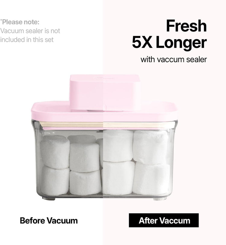 Premium Airtight Food Storage Containers ROSE 8P/SET, 6pcs Container, 1pcs Water Pitcher and Vacuum Sealer. Patented Double Silicone Lining, 100% Leak Proof, BPA-FREE