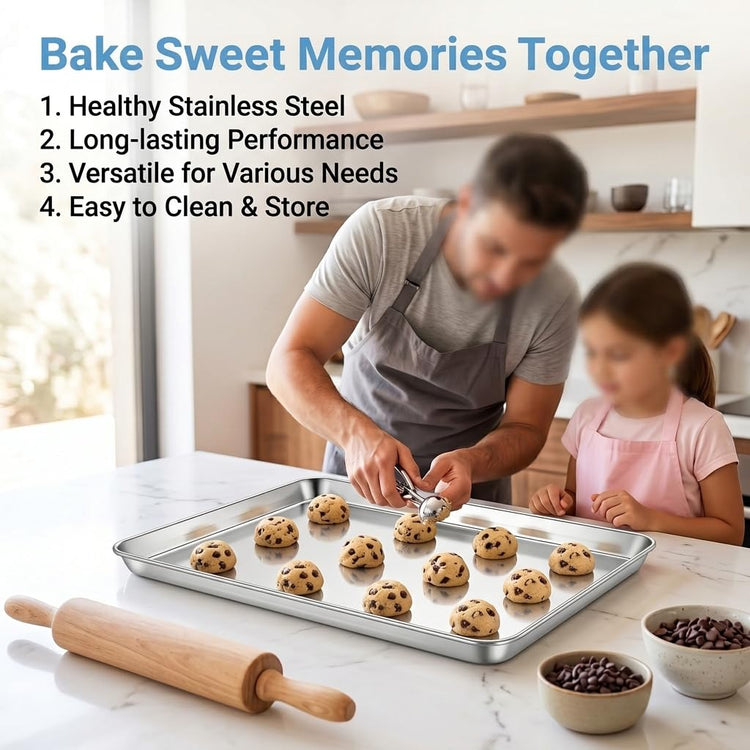 Baking Sheet 16"x 12"x 1" Stainless Steel Cookie Sheet Pan (2 Count)