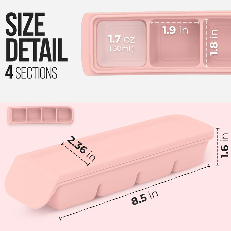 1.7 oz 4 Sections Silicone Ice Cube Freezer Tray with Lid