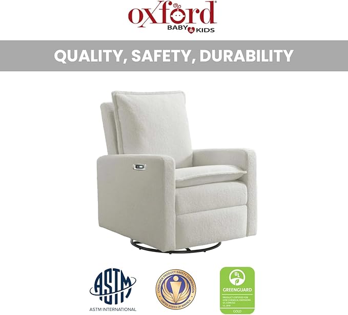 Oxford Baby Uptown Power Recliner/Glider, Boucle White