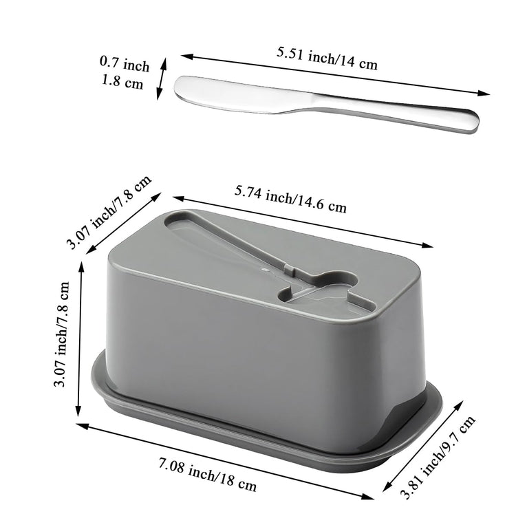 Butter Dish with Lid for Countertop and Refrigerator Door Shelf with Butter Spreader Knife