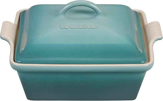 Le Creuset Stoneware Heritage Covered Square Casserole, 2.5qt. (9"), Sea Salt