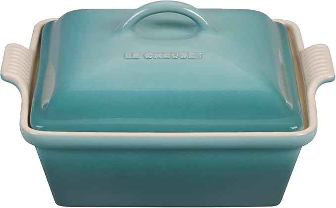 Le Creuset Stoneware Heritage Covered Square Casserole, 2.5qt. (9"), Sea Salt