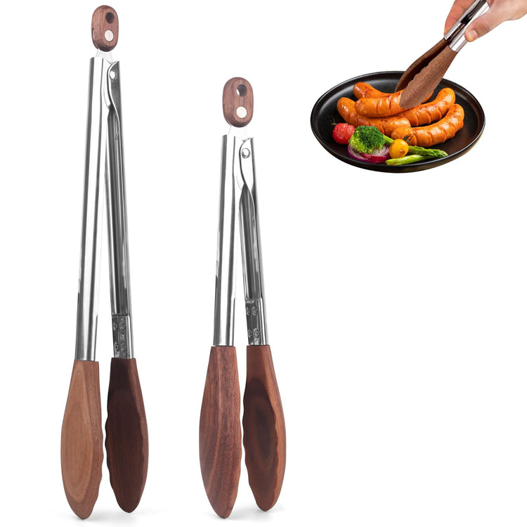 2 pcsTongs for Cooking with Wooden Tips