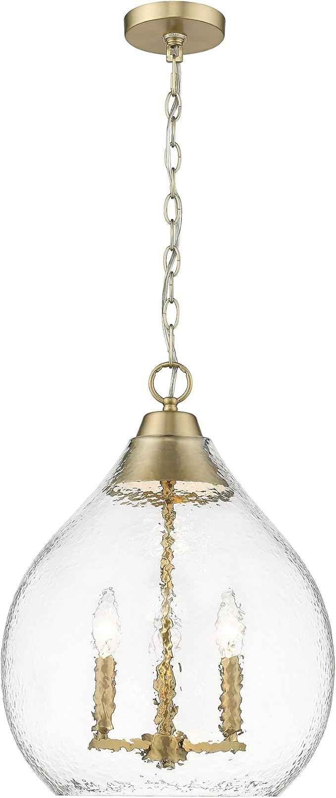 Ariella 3 Light Pendant Brushed Champagne Bronze with Hammered Clear Glass- Pendant Lights, Pendant Light, Hanging Light Fixture, Ceiling Light Fixtures, Kitchen Island Lighting