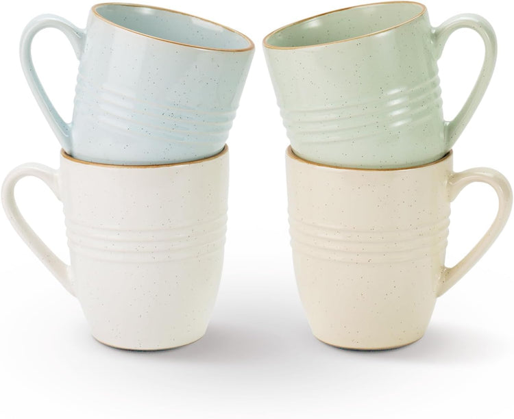 famiware Jupiter Coffee Mugs Set of 4, 14 OZ Coffee Mug, Microwave and Dishwasher Safe, Coffee Cups with Handle for Coffee, Tea, Cocoa, Milk, Multi-color