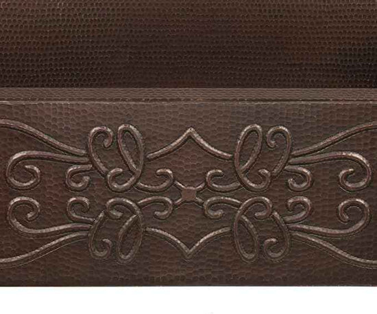Premier Copper Products KASDB30229S 30-Inch Copper Hammered Kitchen Apron Single Basin Sink with Scroll Design, Oil Rubbed Bronze