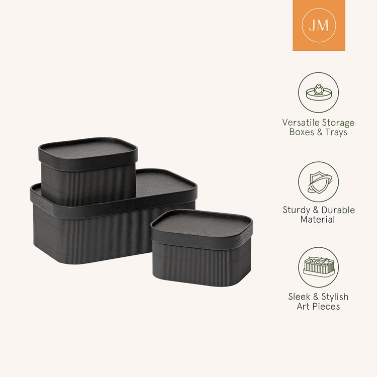 Decorative Storage Boxes with Lids Faux Leather (3 Count)