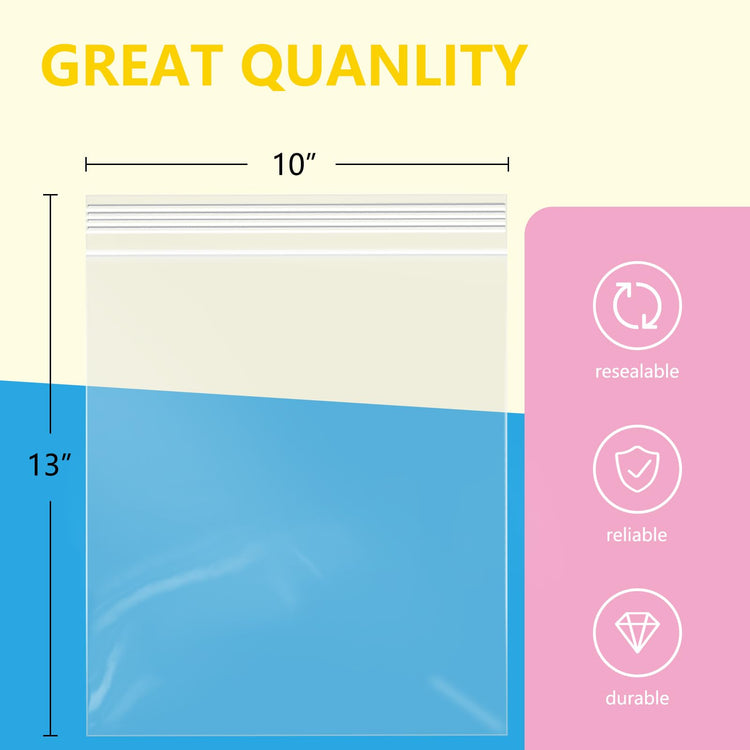 200 Pcs 10" x 13" Clear Zip Bags (200 Count)