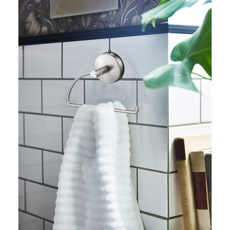 Suction Cup Hand Towel Ring Brushed Nickel Hand Towel Holder for Bathroom Wall SUS 304 Stainless Steel Kitchen Towel Hanger