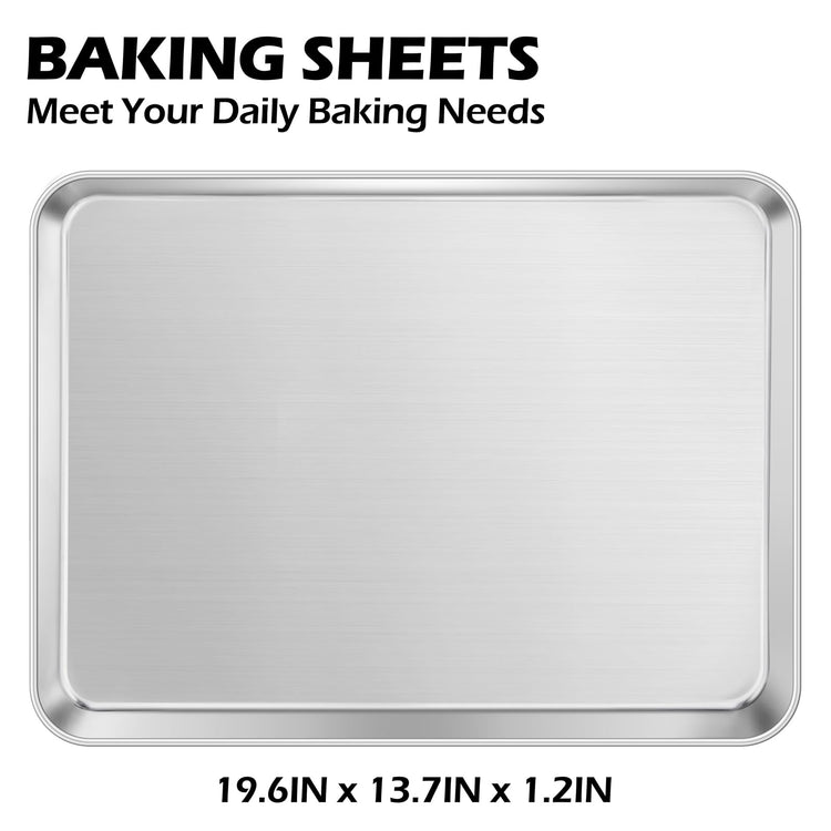 Non Toxic 20x14IN Large Stainless Steel Baking Sheets (2 Count)