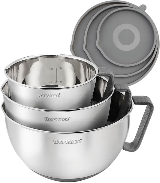 Stainless Steel Mixing Bowls Set with Lids (3 Count)