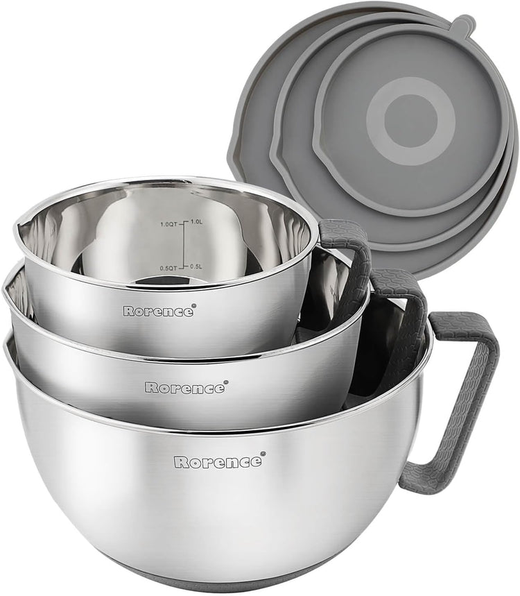 Stainless Steel Mixing Bowls Set with Lids (3 Count)