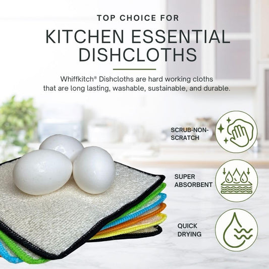 Whiffkitch Dishcloths & Towels for Kitchen, Drying, Durable, Absorbent Washcloths, Non-Scratch, Hygienic, Multi-Surface Cleaning, 6x7 Inches Multi Color, 6 Pack - Nestoria