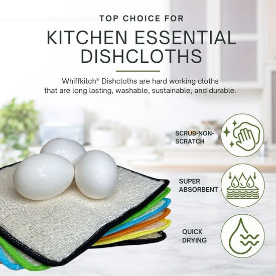 Whiffkitch Dishcloths & Towels for Kitchen, Drying, Durable, Absorbent Washcloths, Non-Scratch, Hygienic, Multi-Surface Cleaning, 6x7 Inches Multi Color, 6 Pack - Nestoria