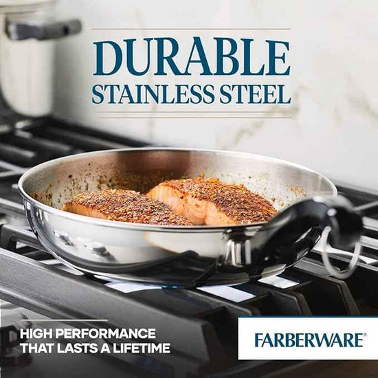Farberware Classic Stainless Steel Cookware Pots and Pans Set, 15-Piece,50049,Silver