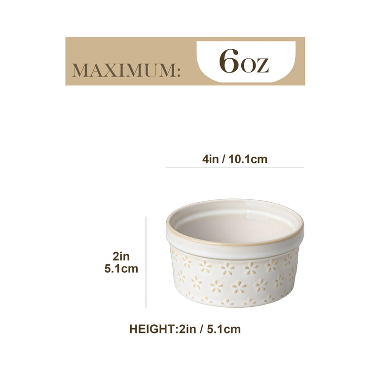 6 oz Ceramic Ramekins Set of 4