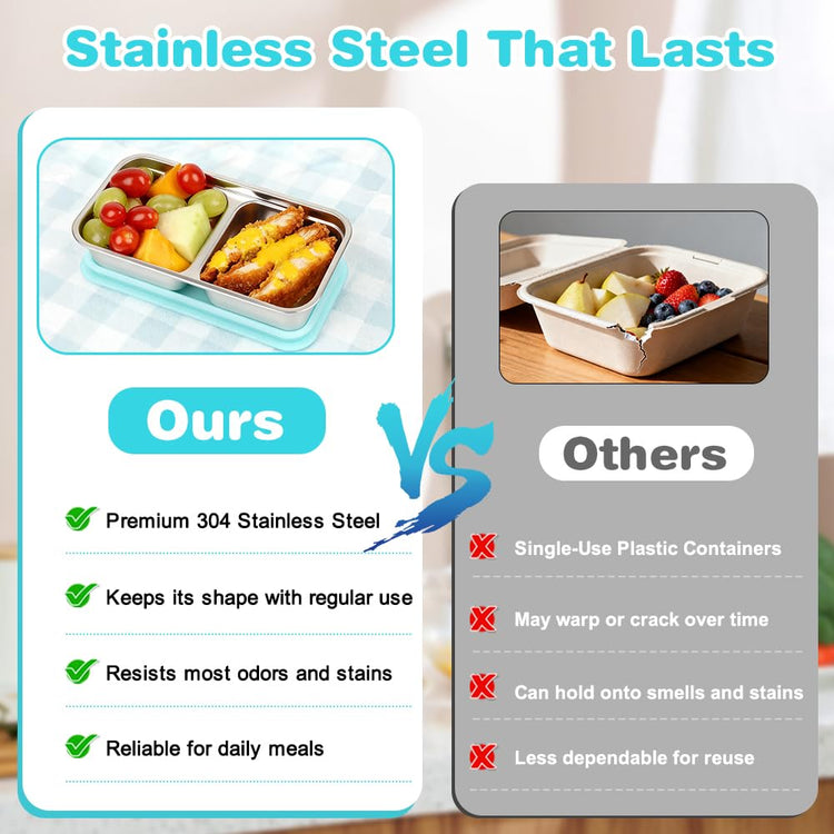 4 Pack Stainless Steel Snack Containers with Lids (4 Count)