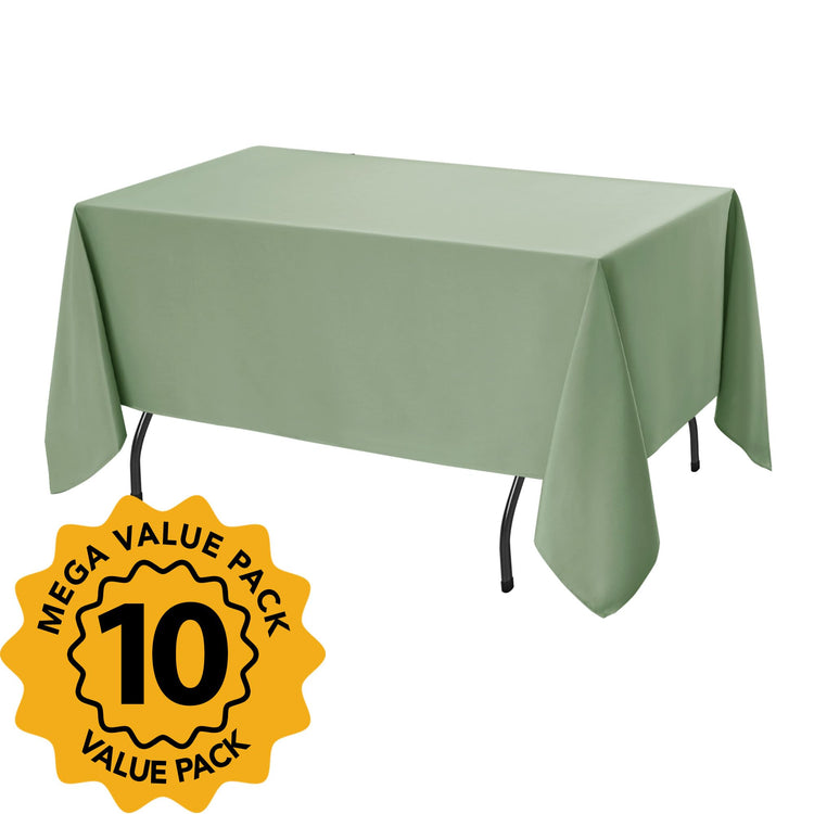 10 Pack Sage Green Tablecloths for Rectangle Tables