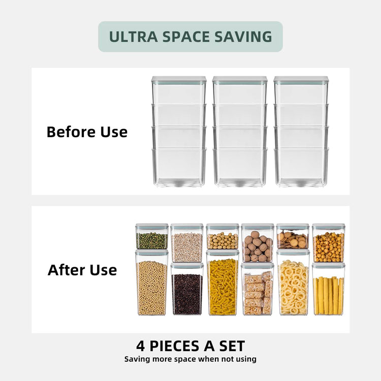 8 Piece Set of Pop Airtight Food Storage Containers with Lids Stackable Containers for Kitchen Pantry Organization Ideal for Cereal Snacks Flour Sugar Coffee and Spaghetti