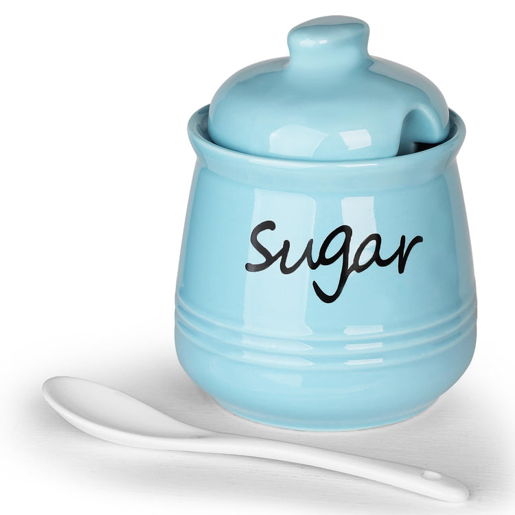 12oz Ceramic Sugar Bowl with Lid and Spoon