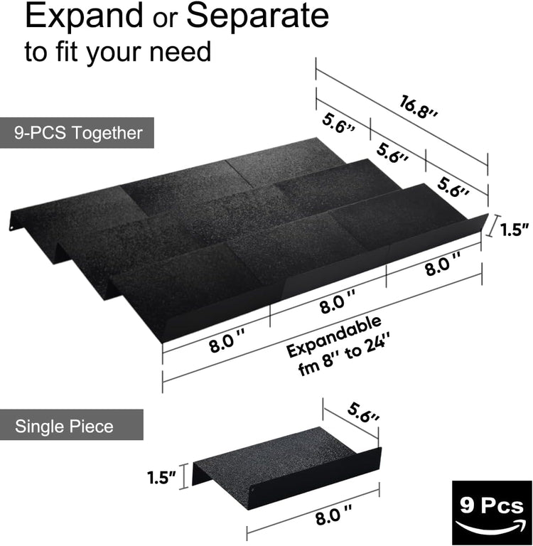 Artibear Expandable Spice Rack Drawer Organizer for 8" to 24" Kitchen Cabinets Drawer Tray, Set of 9