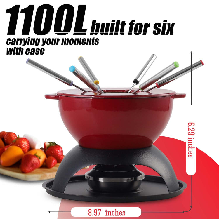 Cast Iron Cheese Fondue Pot Set