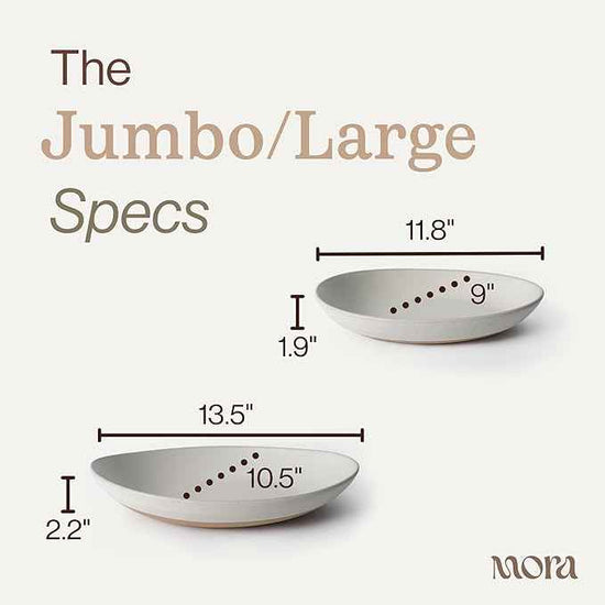 MORA Jumbo and Large Serving Dishes Set of 2, 13 inch and 12 inch Ceramic Pottery Oval Platters - Microwave, Oven and Dishwasher Safe - Oat