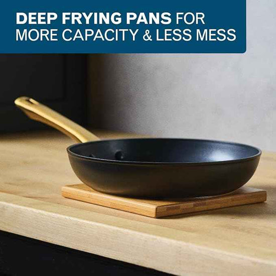 Farberware Forged Induction Ceramic Nonstick Pots and Pans Set with Lids and Kitchen Cooking Tools - Dishwasher Safe, Suitable for All Stovetops, 12 Piece Cookware Set - Black and Gold