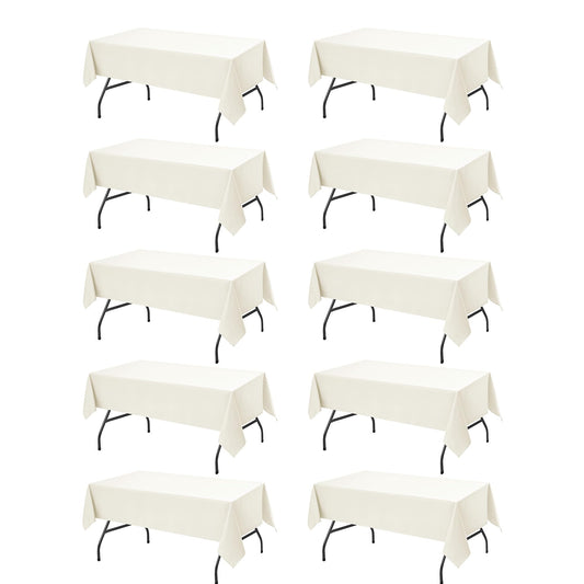 10 Pack Ivory Tablecloths for Rectangle Tables