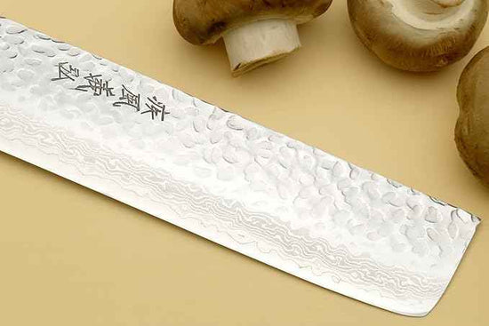 Yoshihiro VG10 16 Layer Hammered Damascus Stainless Steel Nakiri Vegetable Knife 6.5'' (165mm)