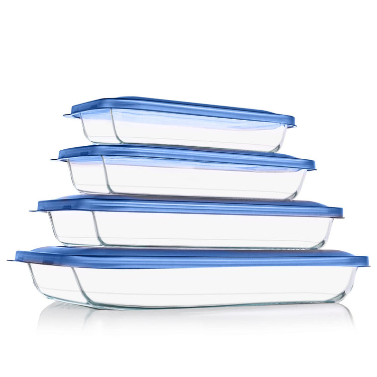 8 Pieces Glass Baking Dish with Lids